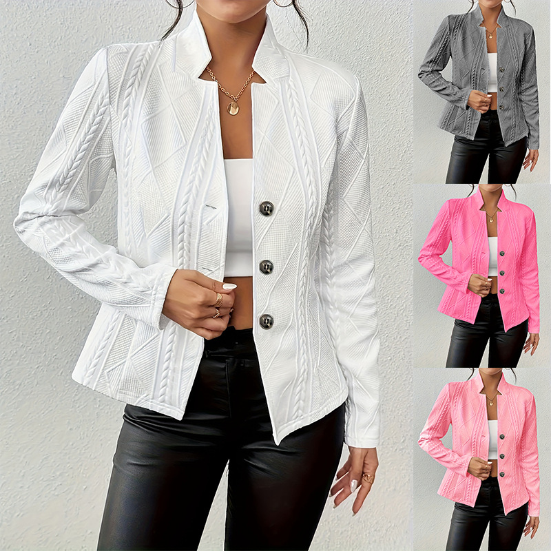 Women Formal Wear Stitching - Новый осенне-зимний женский текстурированный пиджак на