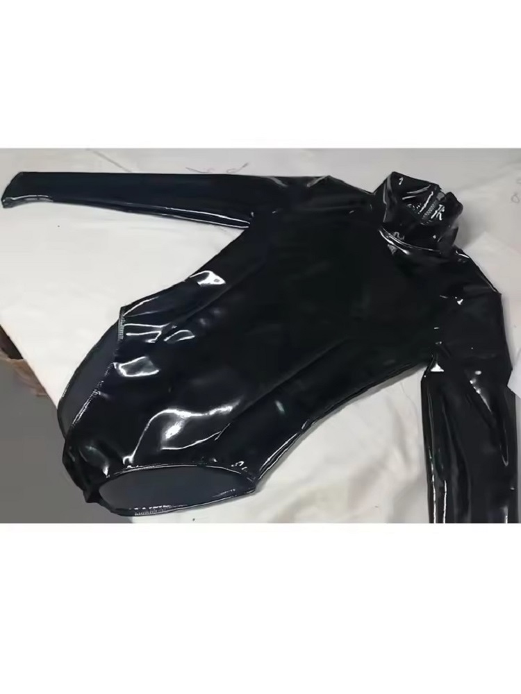 Turtleneck Bodysuit Office - Женский купальник из искусственного латекса из
