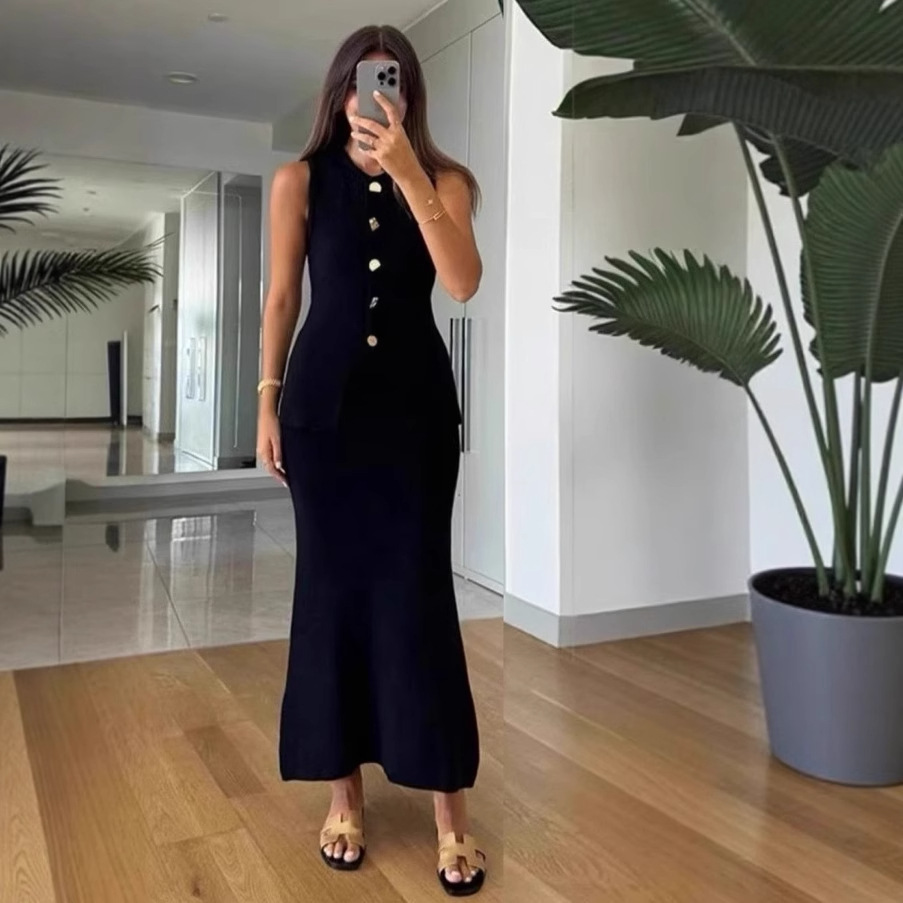 Women Formal Office Wear Tops - Однобортный облегающий топ без рукавов с