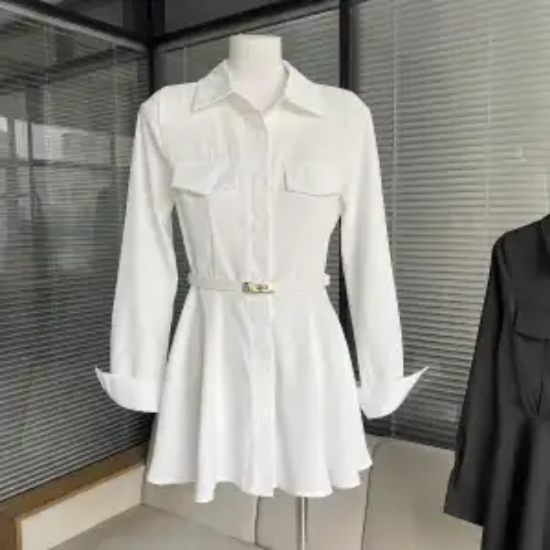 Женское черное платье-рубашка  – обзор и цена Women Formal Wear Stitching