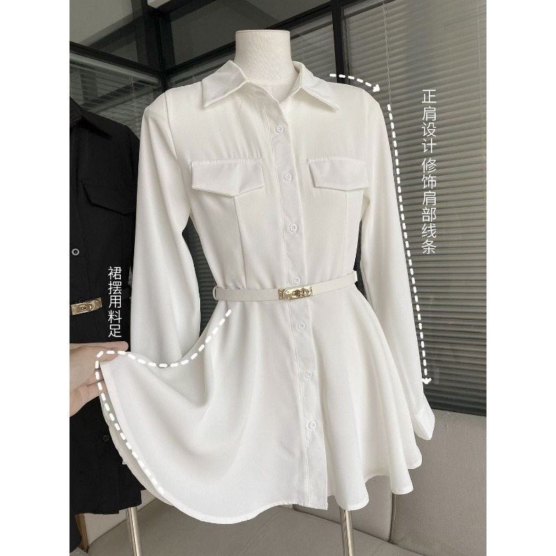 Женское черное платье-рубашка  – обзор и цена Women Formal Wear Stitching