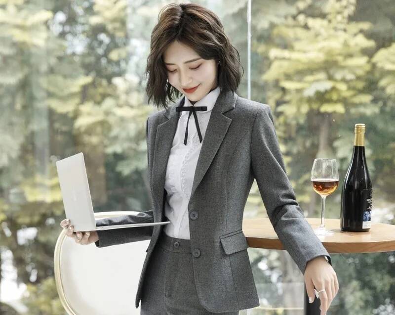 Новинка, серые формальные пидж – обзор и цена Women Formal Office Wear Tops