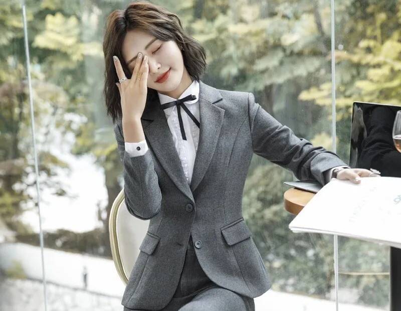 Новинка, серые формальные пидж – обзор и цена Women Formal Office Wear Tops